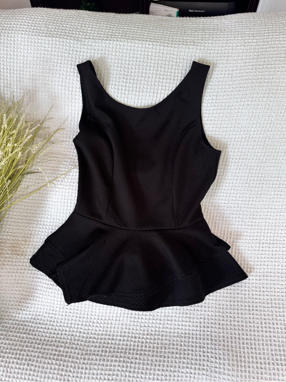 Arden B Black Peplum Tank Top large